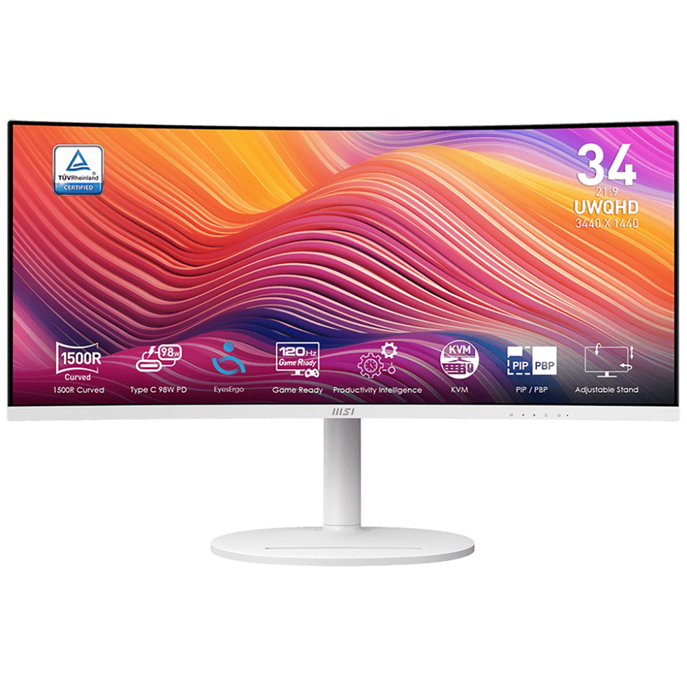 Монитор Bad Pack 34" MSI Modern MD342CQPW White (VA, 3440x1440, HDMI+HDMI+DP+Type C, 4 ms, 178°/178°, 300 cd/m, 3500:1 (100M:1), 120Hz, Spk, Curved 1500R) bp