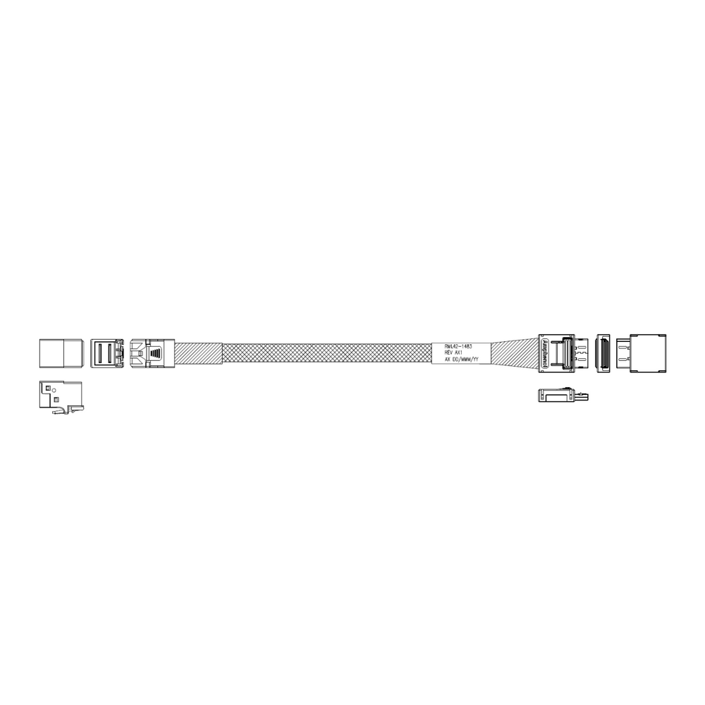 Кабель Amphenol RML42-1483 Cable OcuLink SFF8611 4i  -TO-  SFF8643  , 85 Ohm, PCIe Gen4,  L:57cm