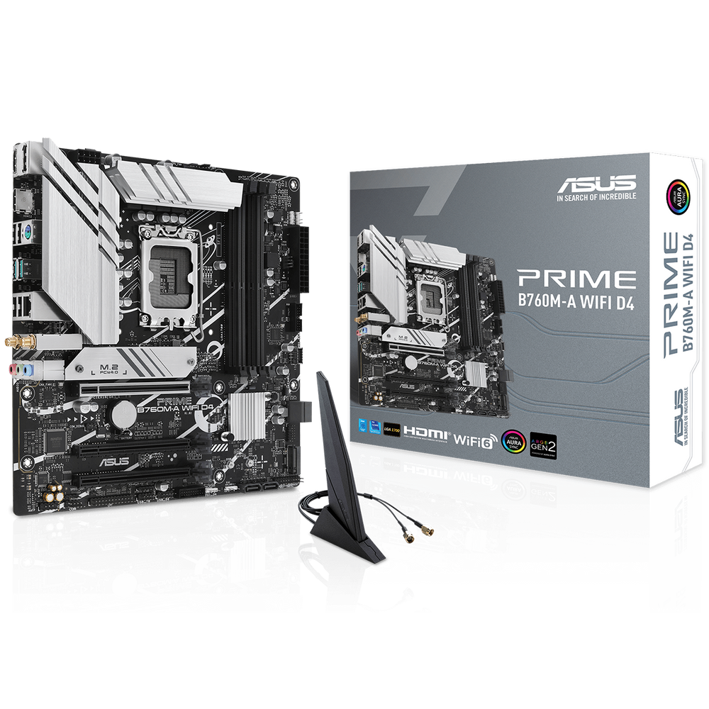 Материнская плата ASUS PRIME B760M-A WIFI D4 LGA1700 mATX 4xDDR4 3xPCIEx16 2xM.2 DP 2xHDMI 2.5GLAN WiFi 6
