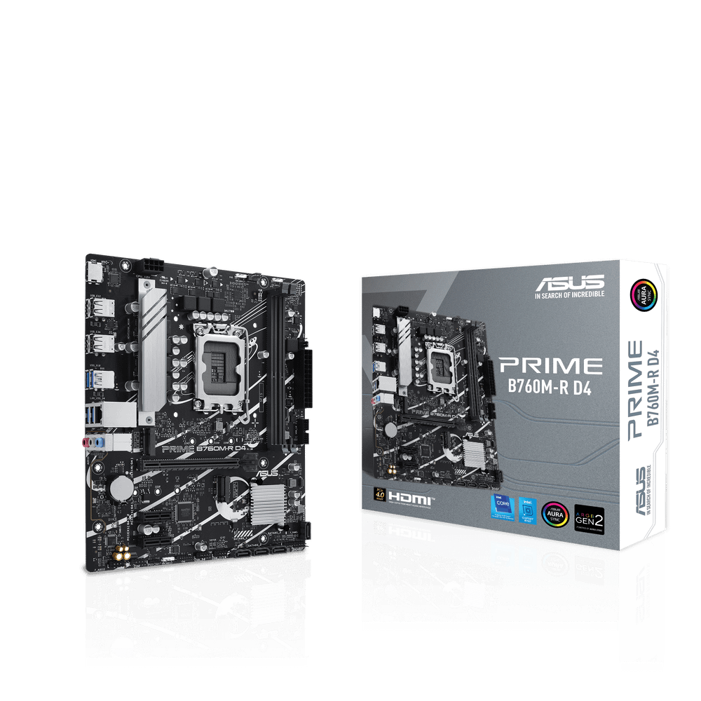 Материнская плата ASUS PRIME B760M-R D4 LGA1700 mATX 2xDDR4 PCIEx16 2xPCIEx1 2xM.2 HDMI 2.5GLAN