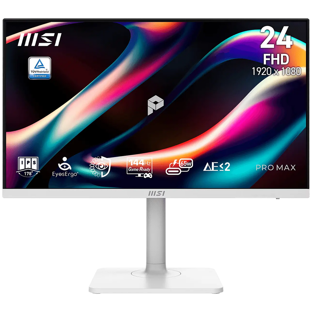 Монитор 23.8" MSI PRO MAX 241PHW E14  IPS, 1920x1080, 144Hz, 4ms, 300сd/m, 1500:1, HDR | HDMI(2.0b), DP(1.2a), Type-C(PD-65W), 2xUSB3.2 | HAS, Pivot, Swivel, InPSU, Speakers, Vesa 75, White