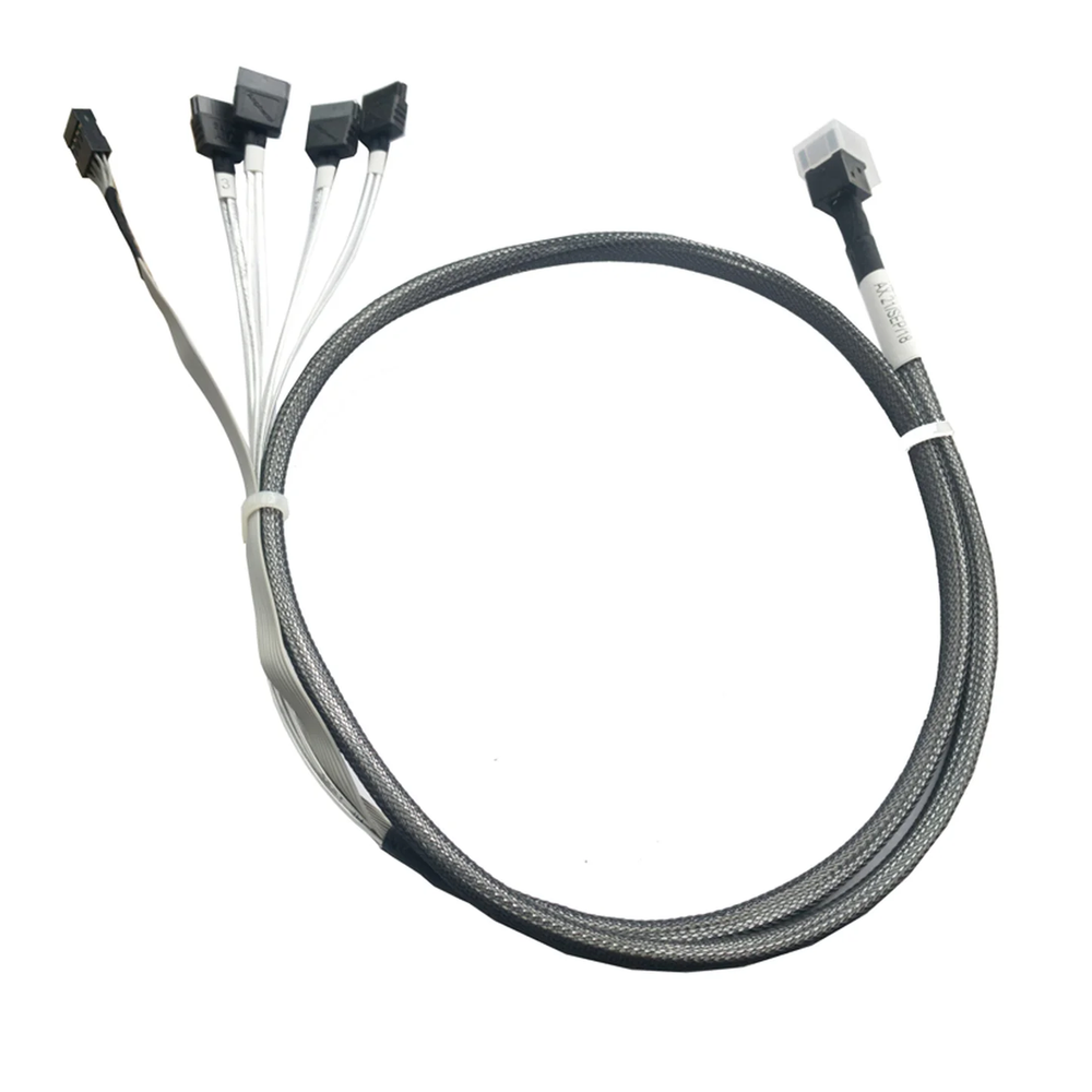Кабель DiliVing DLHS36-0439  HDmSAS (SFF8643) -to- 4*SATA +SideBand, metall lockers, SAS2.1 (6G), 75cm