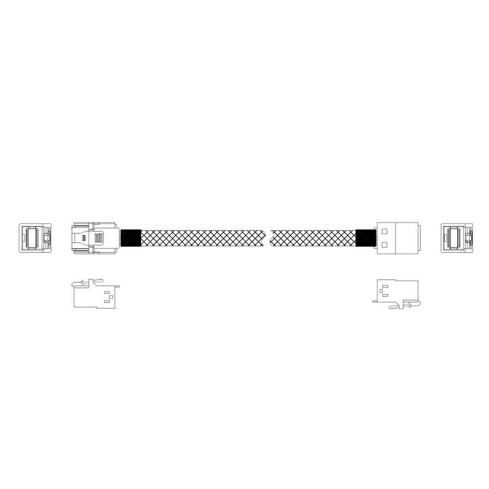 Кабель Miradeed  MD-6715029, HDmSAS SFF8643 -to- HDmSAS SFF8643 + SideBand , SAS 3.0 (12G), 85 Ohm, 60cm