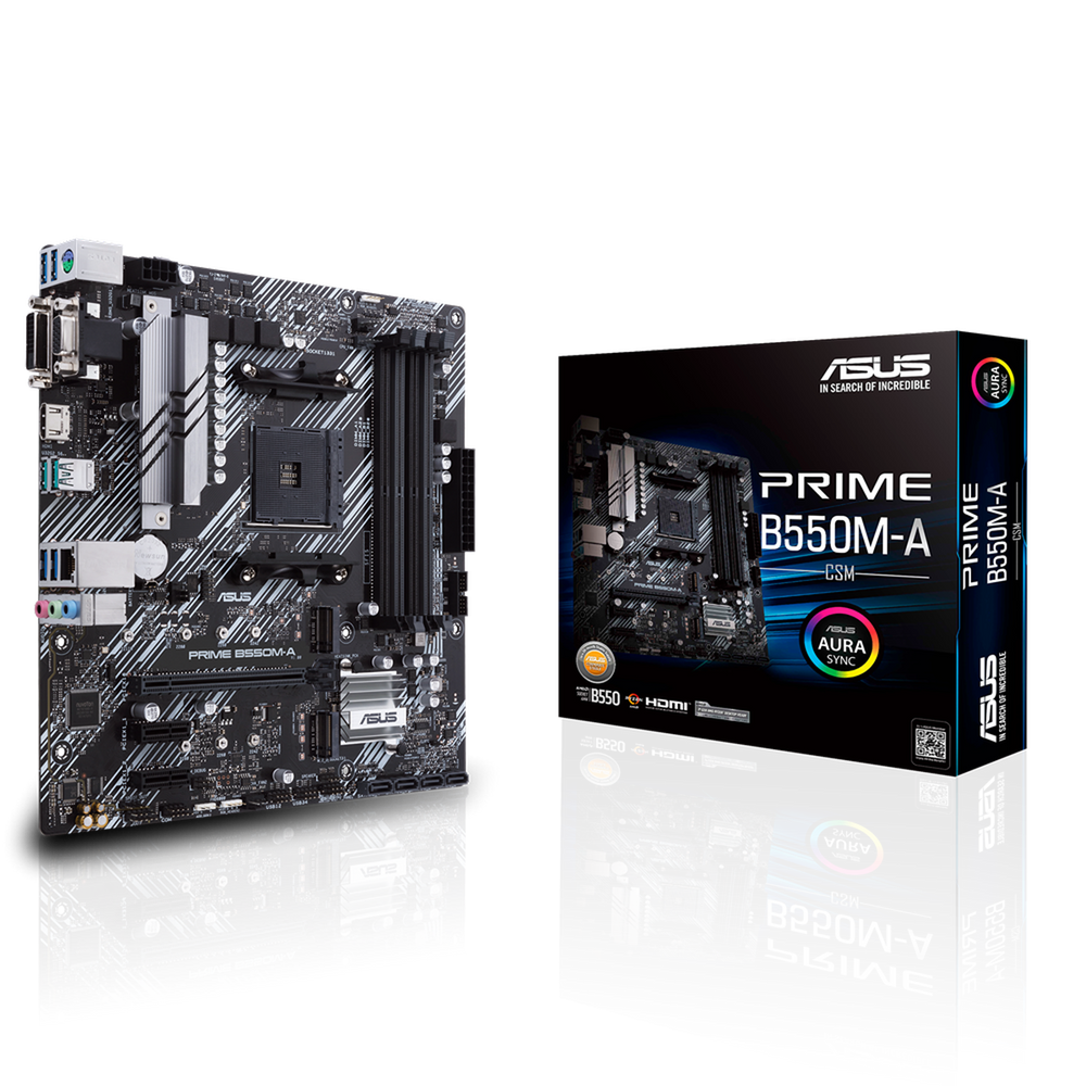 Материнская плата ASUS PRIME B550M-A/CSM AM4 mATX 4xDDR4 PCIEx16 2xPCIEx1 2xM.2 HDMI DVI VGA GLAN