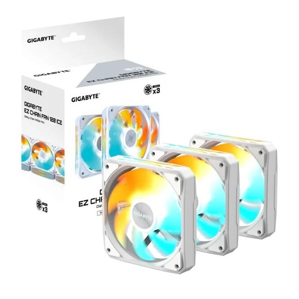 Вентилятор в корпус GIGABYTE GP-GBT EZFAN1203 ICE 3X120mm ARGB FANs set. PWM, 3 Pin