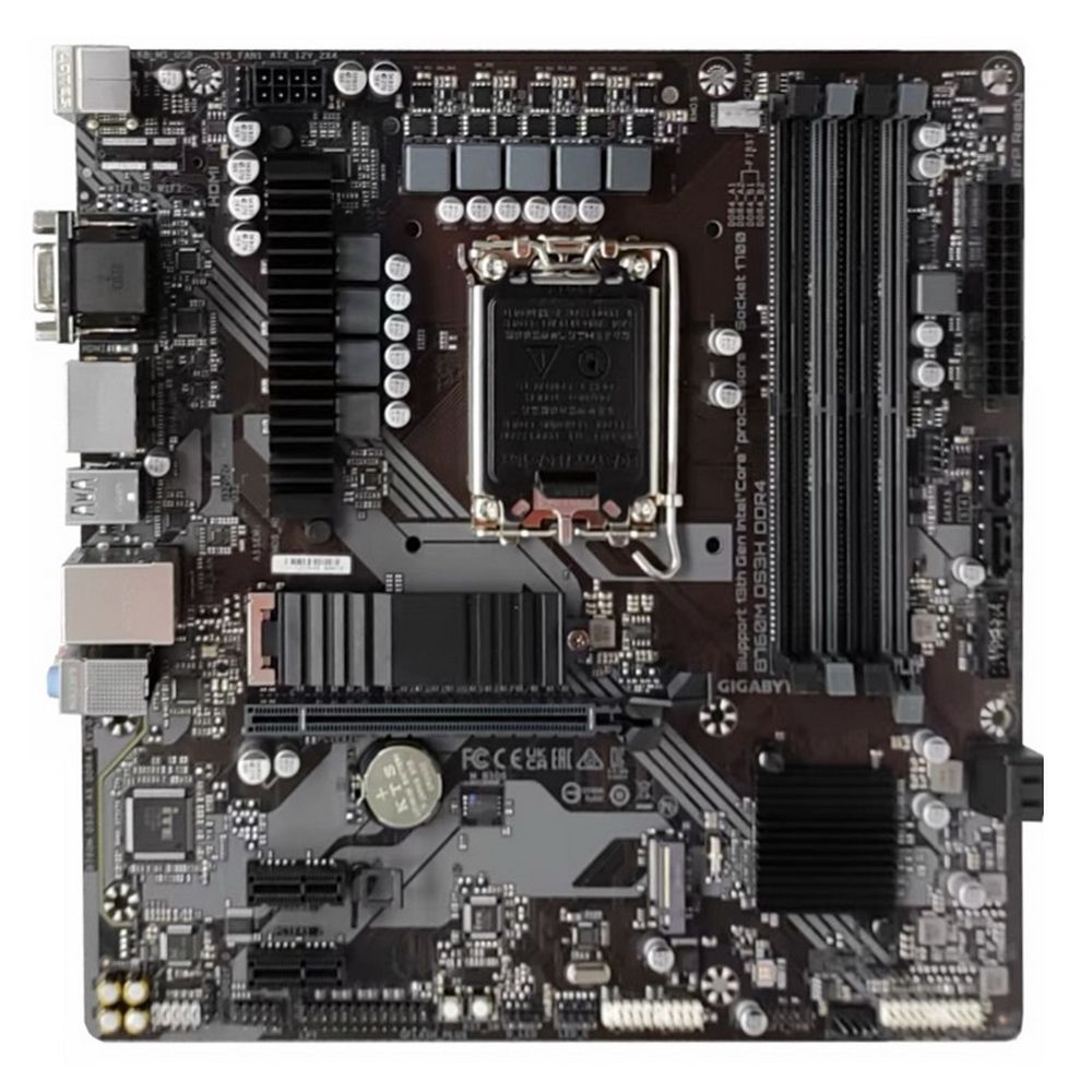 Материнская плата Gigabyte Bad Pack B760M DS3H DDR4, Socket 1700, Intel®B760, 4xDDR4-3200, D-SUB+HDMI+DP+DP, 1xPCI-Ex16, 2xPCI-Ex1, 4xSATA3(RAID 0/1/5/10), 2xM.2, 8Ch Audio, 2,5GbLan, (2+4)xUSB2.0, (3+2)xUSB3.2, (1+0)xUSB3.2 Type-C™, mATX, RTL {10}