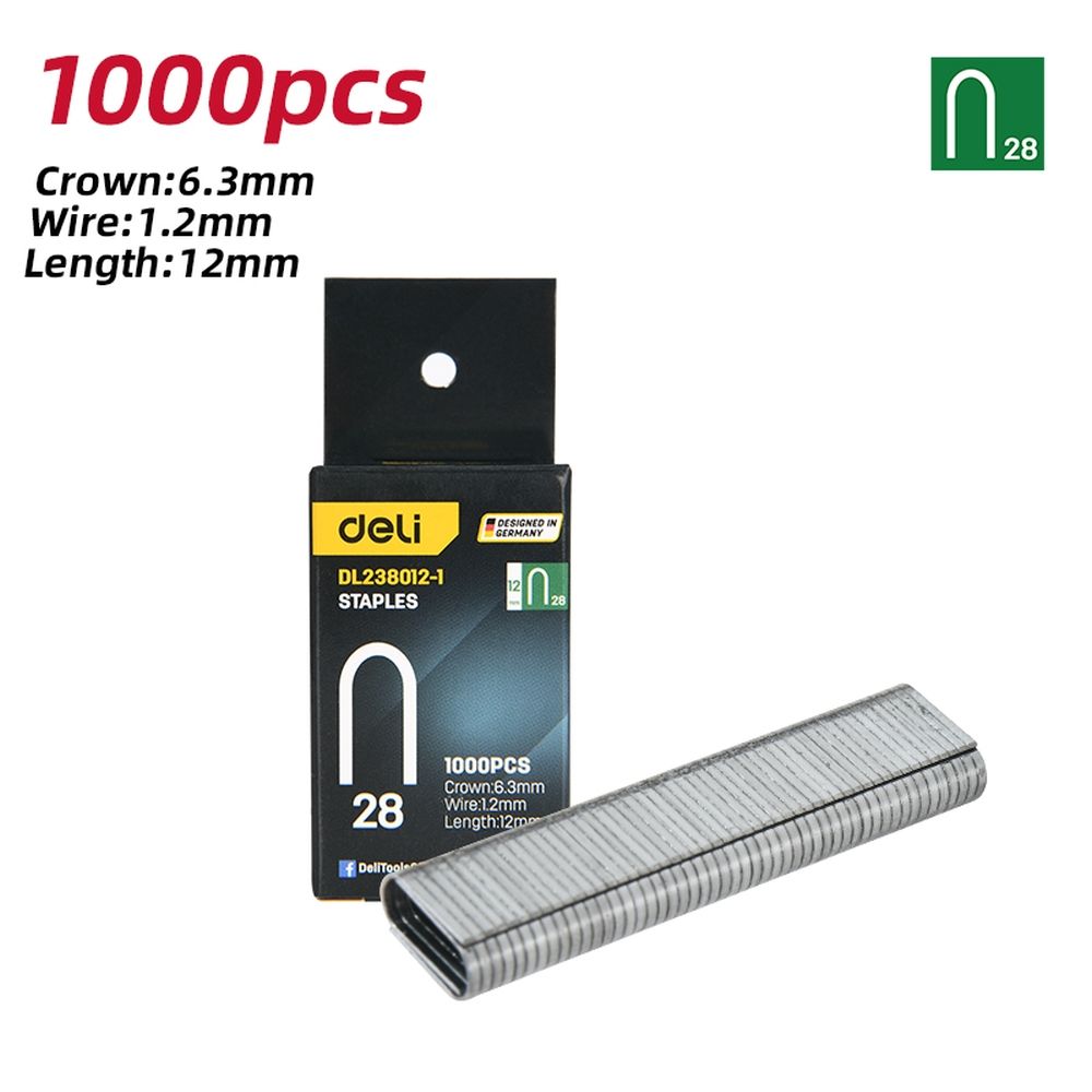 Набор скоб для степлера 1000 шт (Тип U) Deli DL238012-1 (12 х 6,3 х 1,2мм)