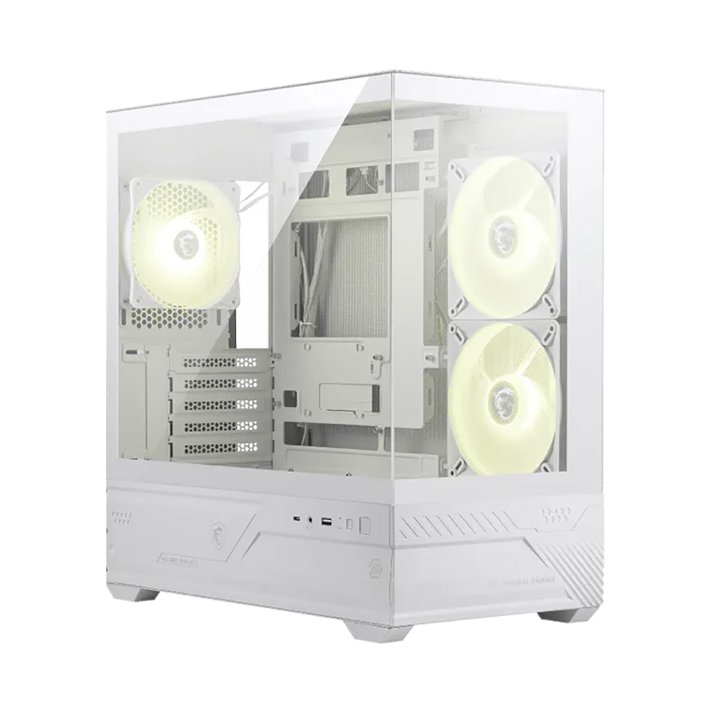 Корпус для ПК MSI MAG PANO M110R WHITE , Micro-ATX, 1xUSB 3.2 Gen 1, 1xUSB 3.2 Gen2x2 Type-C, 2x140mm, ARGB Reverse Blade Fan, 1x120mm ARGB Fan, ARGB+PWM Control Board, TG