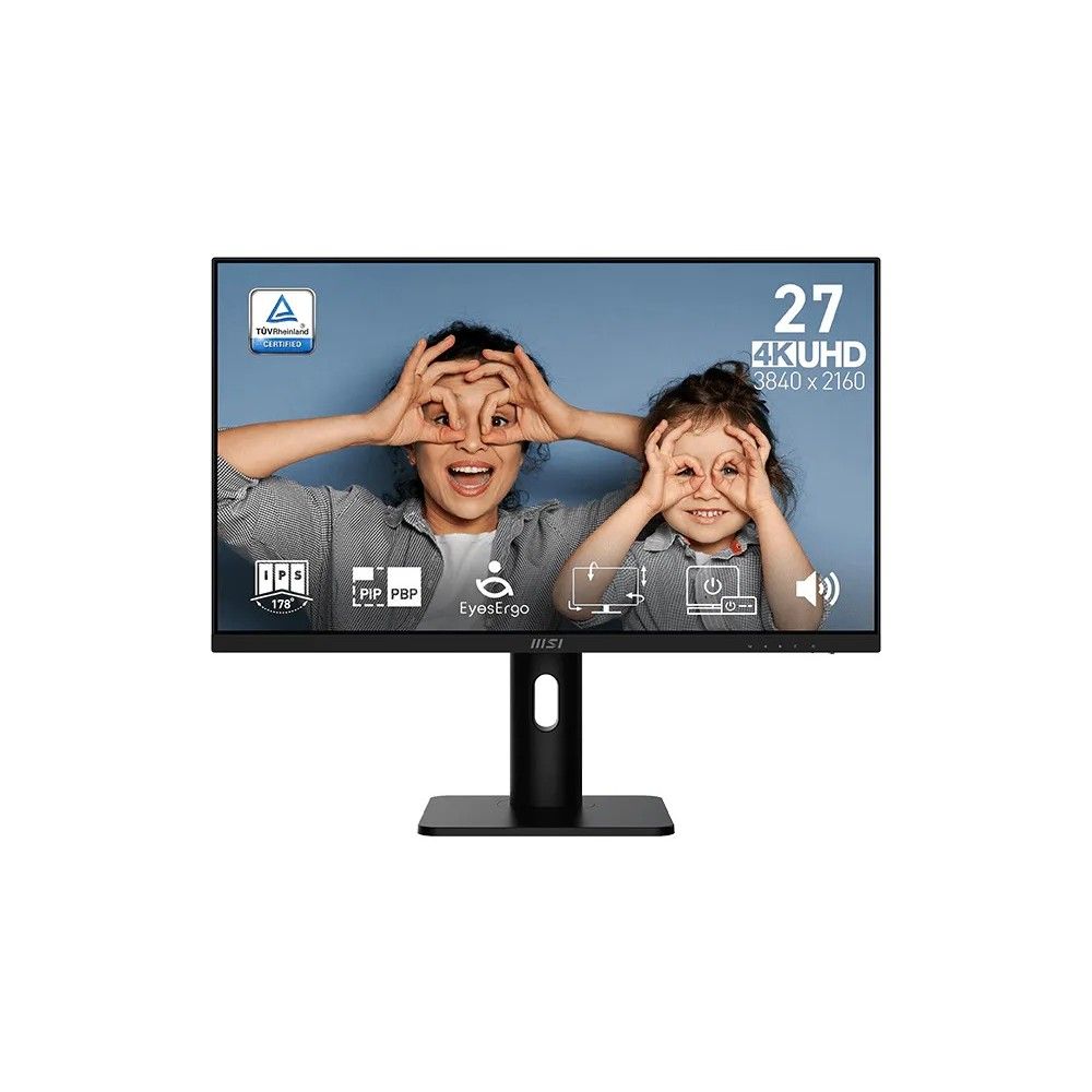 Монитор 27" MSI PRO MP273UP E6   IPS, 3840x2160, 60Hz, 4ms, 300сd/m, 1000:1, HDR | 2xHDMI(2.0b), DP(1.4a) | HAS, Pivot, Swivel, ExPSU, Speakers, Vesa 75, Black