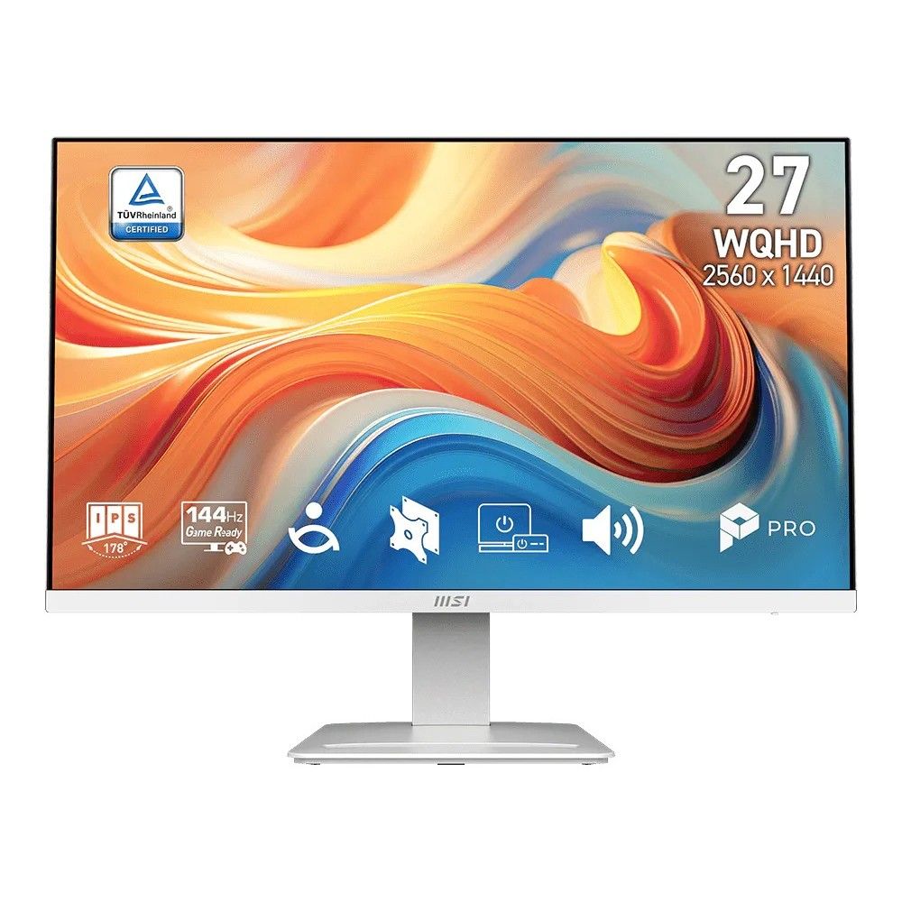 Монитор 27" MSI PRO MP273QW E14   IPS, 2560x1440, 144Hz, 4ms, 300сd/m, 1500:1, HDR | 2xHDMI(2.0b), DP(1.2a) | InPSU, Speakers, Vesa 100, White