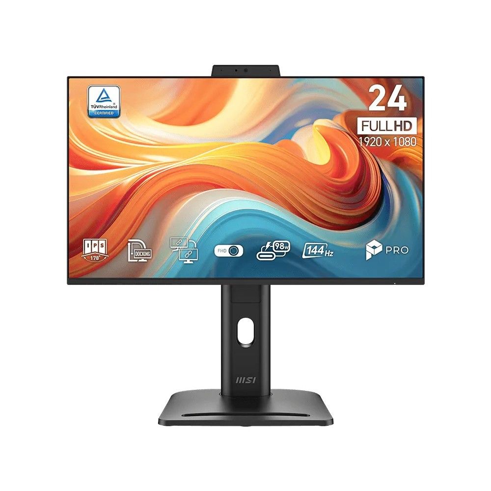 Монитор 23.8" MSI PRO MP245PDG E14   IPS, 1920x1080, 144Hz, 4ms, 250сd/m, 1000:1, HDR | HDMI(2.0b), DP(1.2a), Type-C(PD-98W), 2xUSB3.2, RJ45 | HAS, Pivot, Swivel, InPSU, Speakers, Cam, Vesa 100, Black