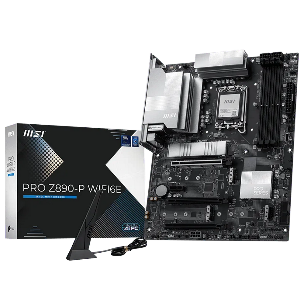 Материнская плата MSI PRO Z890-P WIFI6E Z890, LGA1851, 4*DDR5, 3*PCIEx16, 1*PCIEx1, 4*M.2, 2*TypeC, 1*USB3.2 Gen2, 6*USB3.2 Gen1, 8*USB2.0, 4*SATA3, 5G, DP, HDMI, ATX, RTL