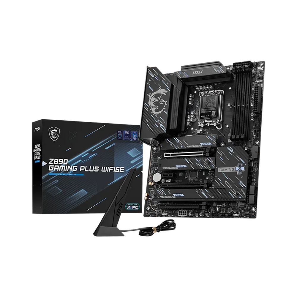 Материнская плата MSI Z890 GAMING PLUS WIFI6E Z890, LGA1851, 4*DDR5, 3*PCIEx16, 1*PCIEx1, 4*M.2, 2*TypeC, 1*USB3.2Gen2, 6*USB3.2Gen1, 8*USB2.0, 4*SATA3.0, 5G, DP, HDMI, ATX, RTL