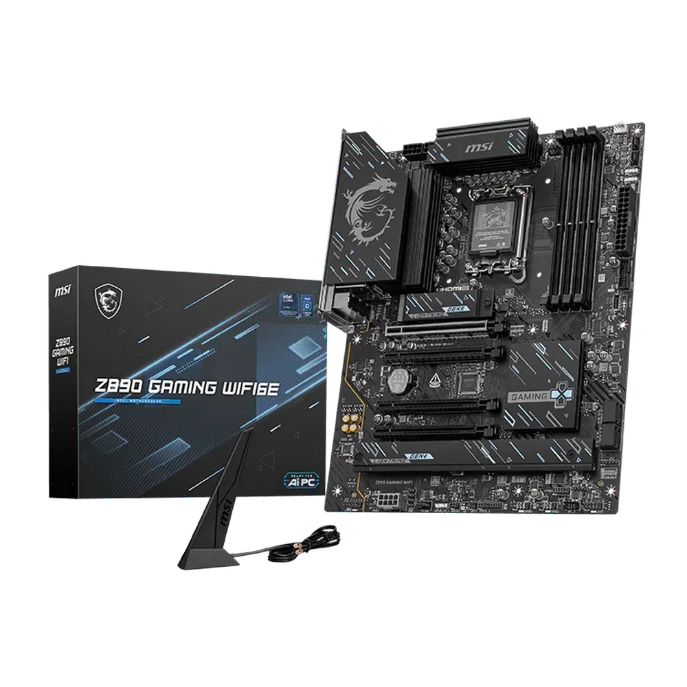 Материнская плата MSI Z890 GAMING WIFI6E Z890, LGA1851, 4*DDR5, 4*PCIEx16, 3*M.2, 2*TypeC, 8*USB3.2 Gen1, 4*USB2.0,  4*SATA3, 2.5G, DP, HDMI, ATX, RTL