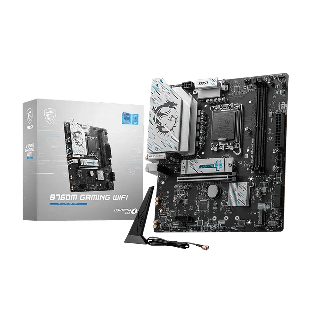 Материнская плата MSI B760M GAMING WIFI B760, LGA1700, 2*DDR5, 1*PCIEx16, 1*PCIEx1, 2*M.2, 6*USB3.2Gen1, 6*USB2.0, 4*SATA3.0, 2.5G, VGA, DP, HDMI, M-ATX, RTL