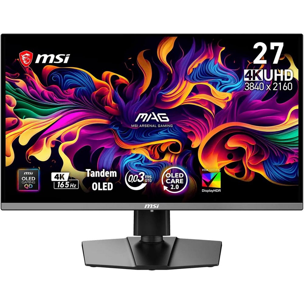 Монитор 26.5" MSI MAG 272UP QD-OLED E16   QD-OLED, 3840x2160, 165Hz, 0,03ms, 250сd/m, 1500000:1, HDR | 2xHDMI(2.1), DP(1.4a), Type-C(PD-15W) | HAS, Pivot, Swivel, InPSU, Vesa 100, Black