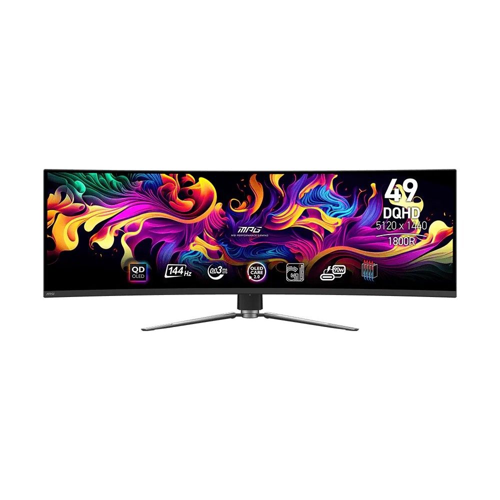 Монитор 49" MSI MPG 491CQP QD-OLED Curved  QD-OLED, 5120x1440, 144Hz, 0,03ms, 250сd/m, 1500000:1, HDR | 2xHDMI(2.1), DP(1.4a), Type-C(PD-90W), 2xUSB2.0 | HAS, Swivel, InPSU, Vesa 100, Black