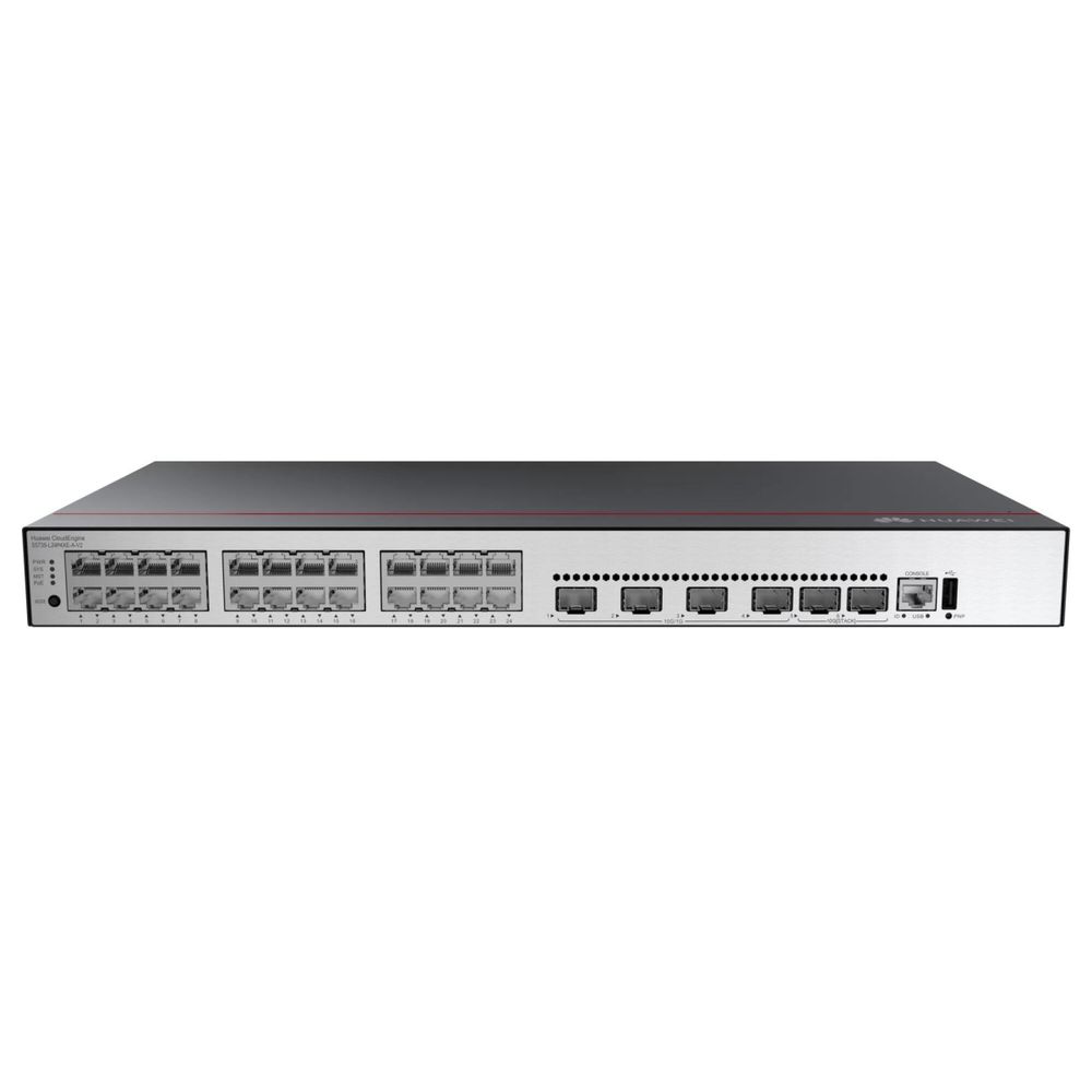Коммутатор Huawei S5735-L24T4XE-A-V2  (24*10/100/1000BASE-T ports, 4*10GE SFP+ ports, 2*12GE stack ports, AC power), L-MLIC-S57L