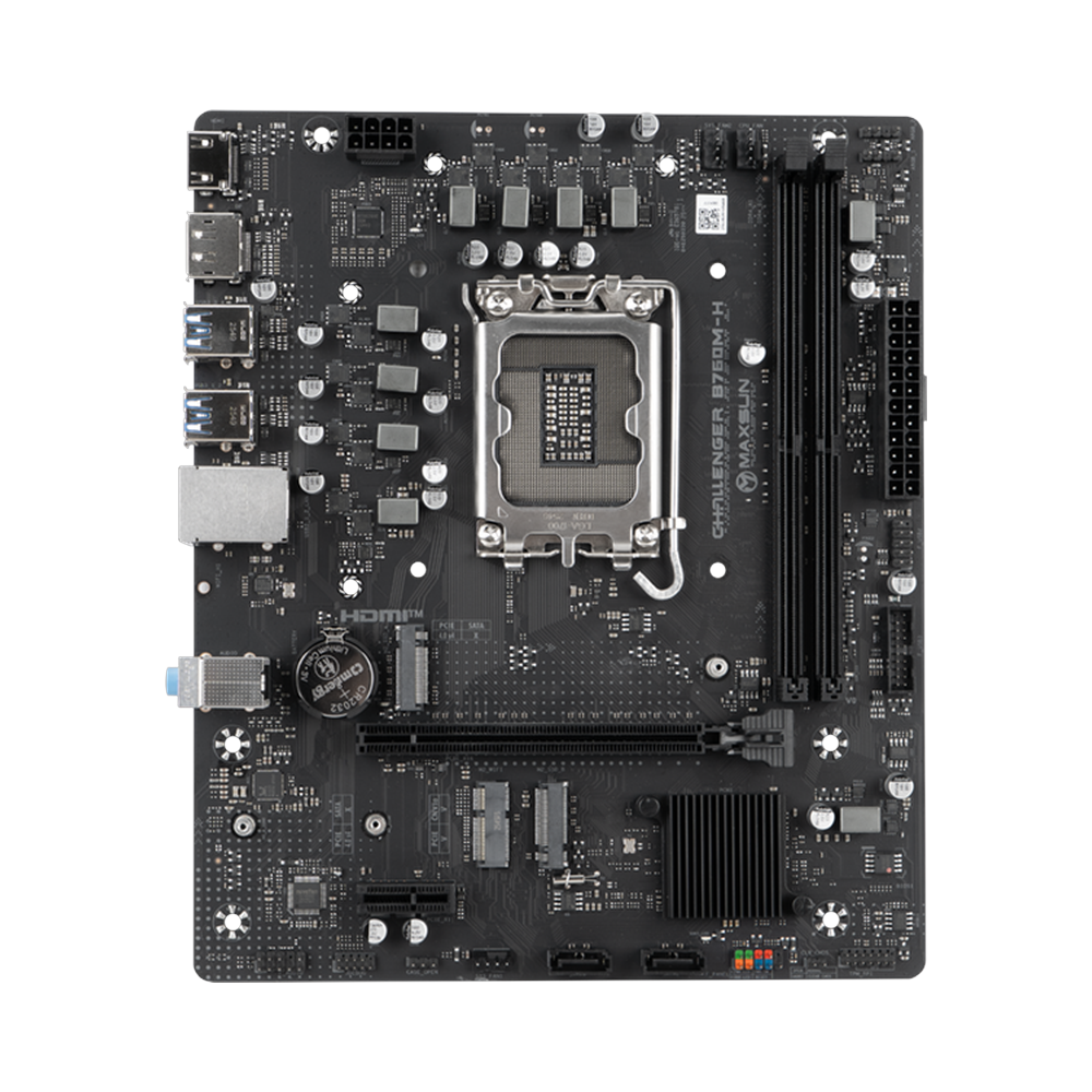 Материнская плата Maxsun MS-Challenger B760M-H B760, LGA1700, 2*DDR4, 1*PCIEx16, 1*PCIEx1, 2*M.2, 2*TypeC, 6*USB3.2Gen1, 4*USB2.0, 3*SATA3.0, 1G, DP, HDMI, M-ATX, RTL