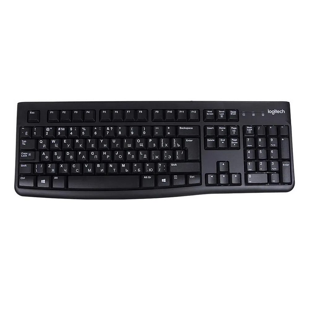 Клавиатура Logitech K120 for Business |920-002522| черная, офисная, 104 клавиши, защита от воды, USB 1,5м, brown box, (021419)