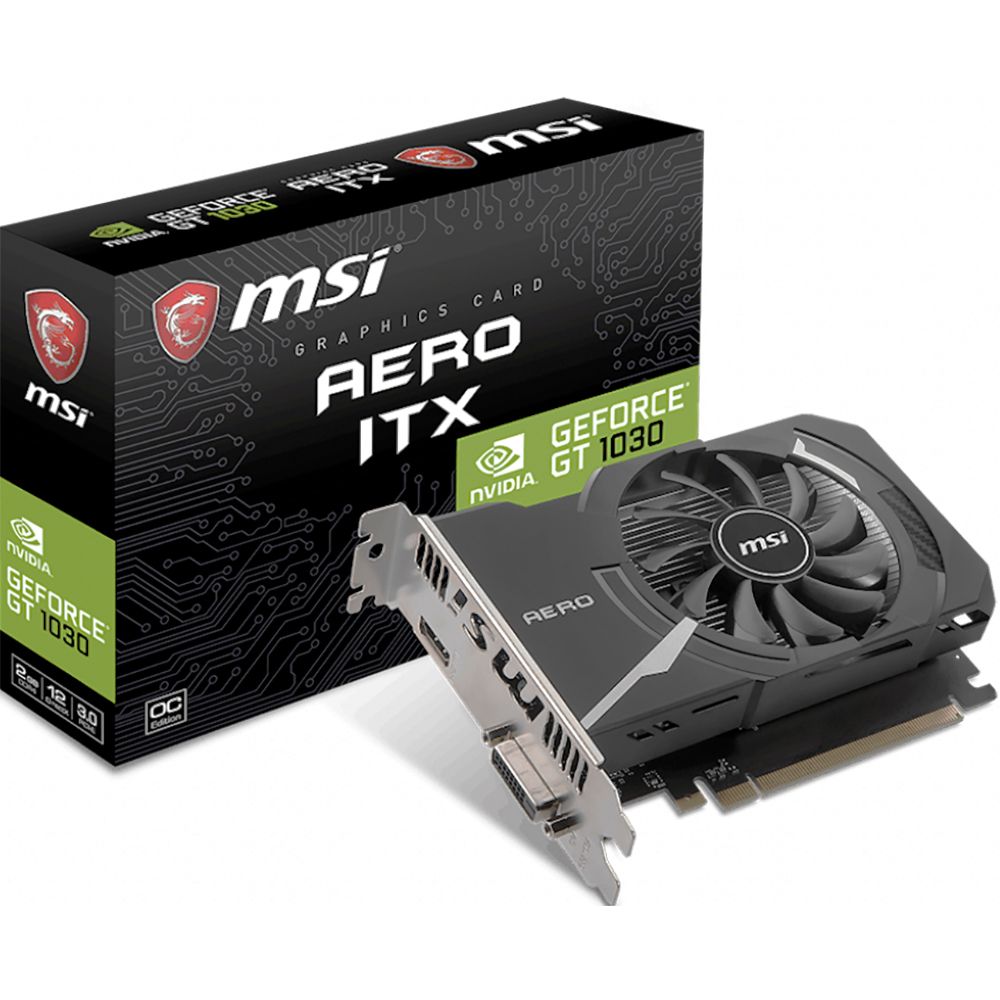 Видеокарта MSI GT1030 AERO ITX OC 2GB DDR4 64bit DVI HDMI 1FAN RTL {20} (561413)