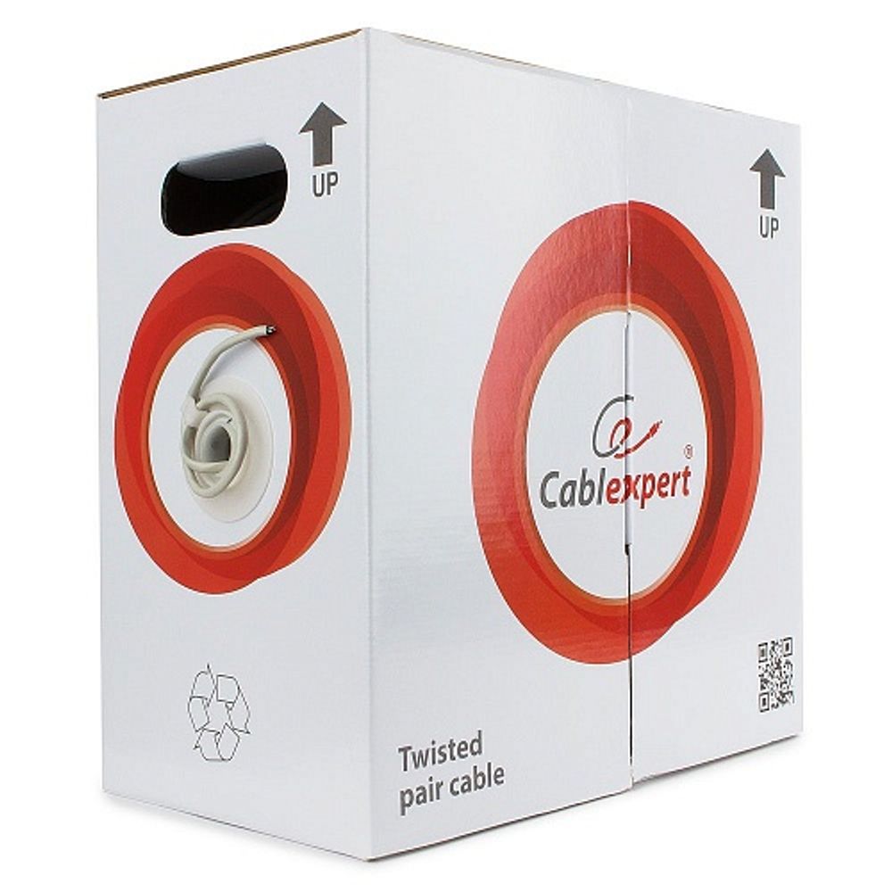 Кабель Cablexpert UPC-5040E-SOL, UTP5e, 4 пары, 0.40 мм, CCA, однож., 305 м, серый {2} (208046)