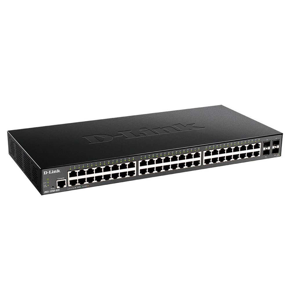Коммутатор D-Link DGS-1250-52X/A1A L2 Smart Switch with 48 10/100/1000Base-T ports and 4 10GBase-X SFP+ ports {5} (443015)