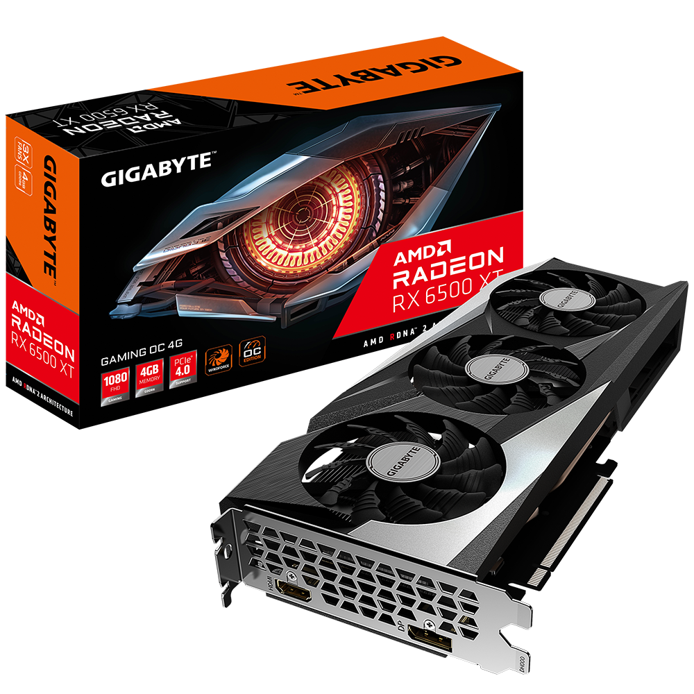 Видеокарта Gigabyte Bad Pack RX6500XT GAMING OC 4GB GDDR6 64bit HDMI DP (310561)