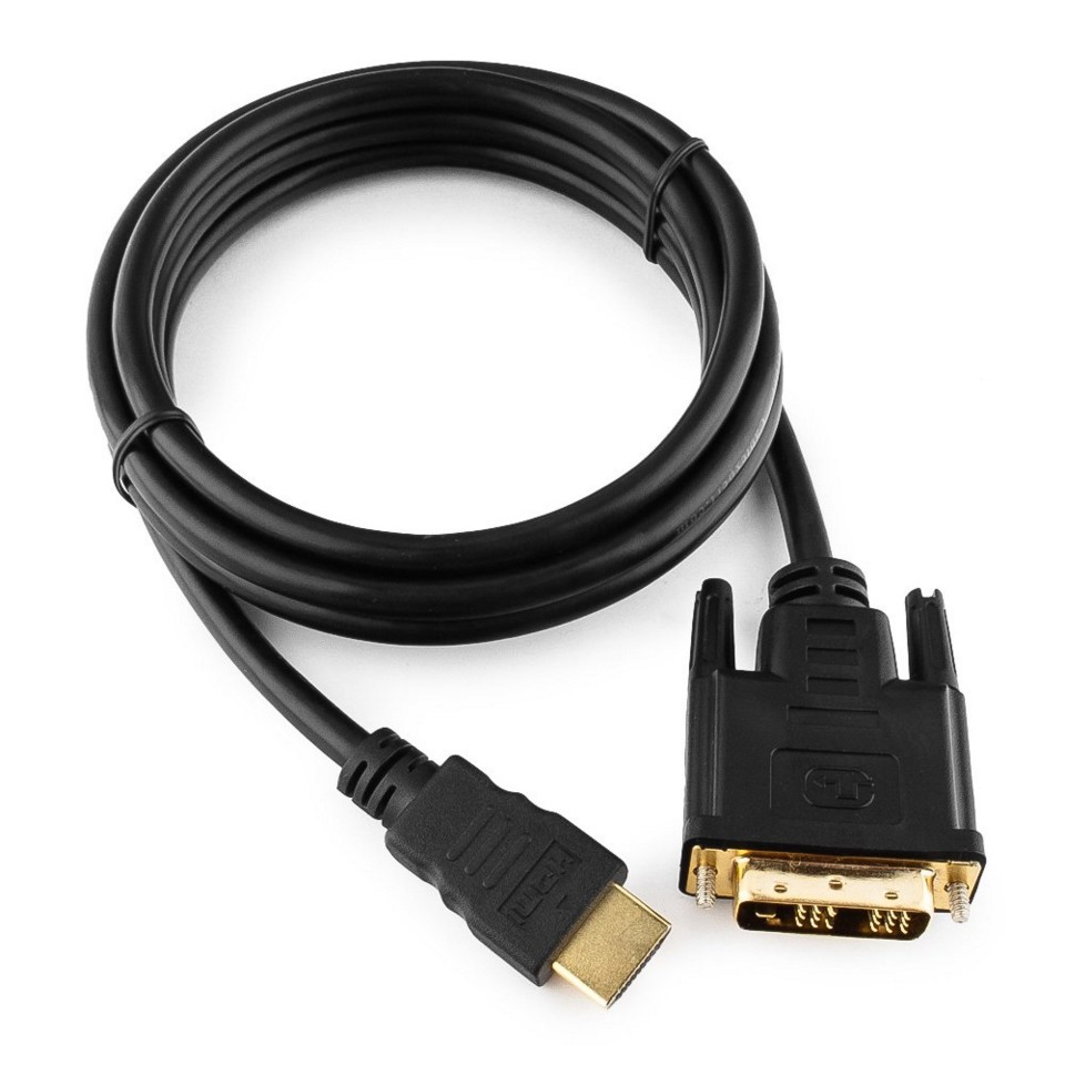 Кабель HDMI-DVI GEMBIRD/CABLEXPERT CC-HDMI-DVI-6 черный (1.8м, 19M/19M, single link, позол.разъемы, экран, пакет) (CC-HDMI-DVI-6)