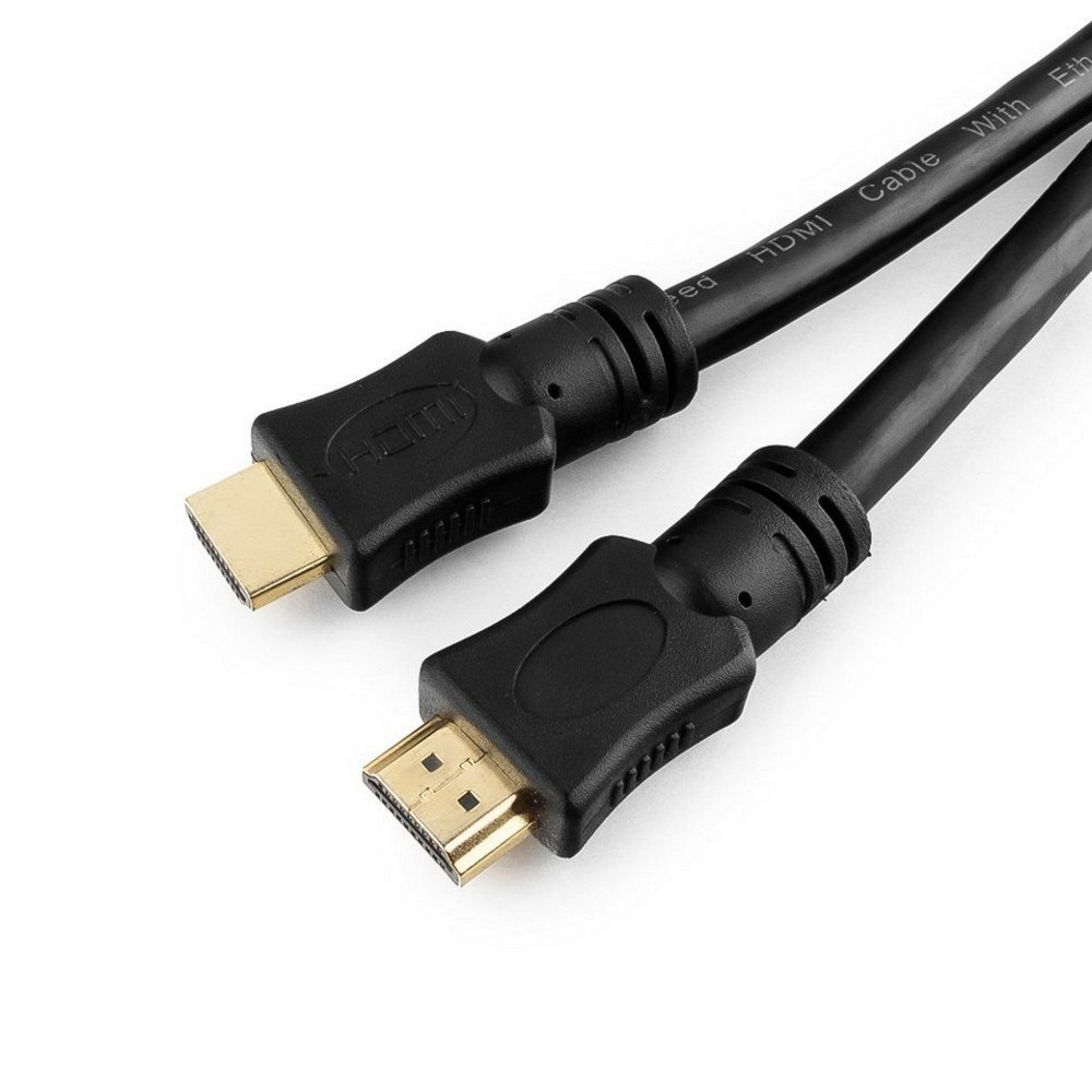 Кабель HDMI CABLEXPERT CC-HDMI4-15M черный (15м, v2.0, 19M/19M, позол.разъемы, экран, пакет) (CC-HDMI4-15M)