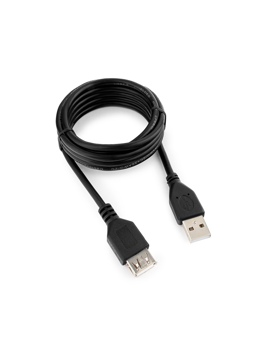 Кабель удлинитель USB 2.0 Pro GEMBIRD/CABLEXPERT CCP-USB2-AMAF-6 черный (1.8м, AM/AF, экран., пакет) (CCP-USB2-AMAF-6)