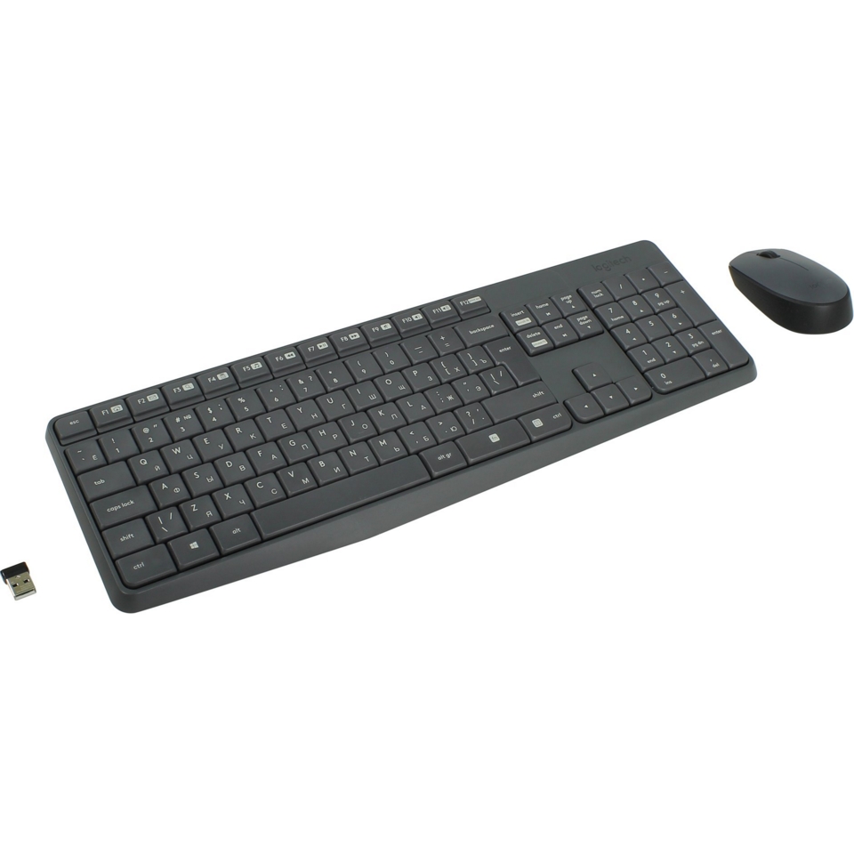 Комплект клавиатура+мышь беспроводной LOGITECH MK235 черный (USB, 1000dpi) (920-007948)