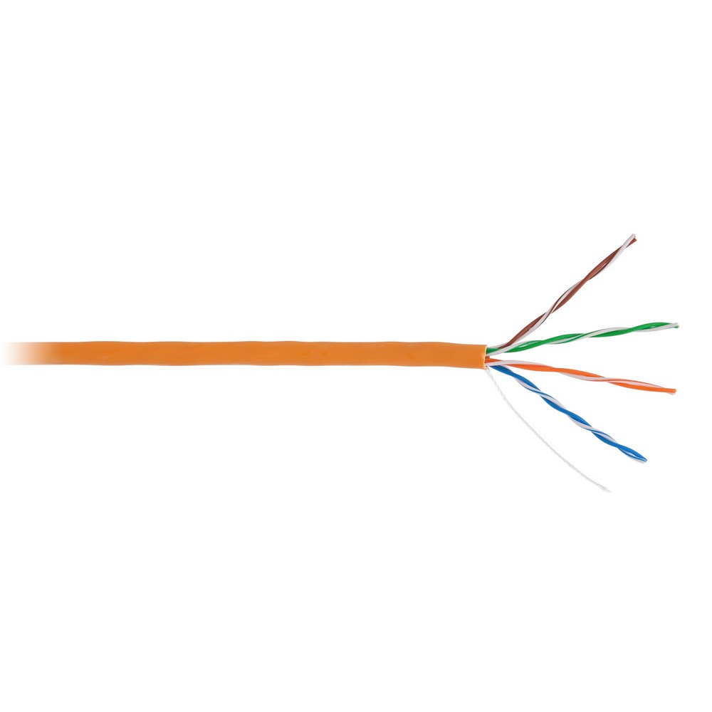 Кабель NETLAN EC-UU004-5E-LSZH-OR U/UTP 4 пары, Кат.5e (Класс D), 100МГц, одножильный, BC (чистая медь), внутренний, LSZH нг(B)-HF, оранжевый, 305м
