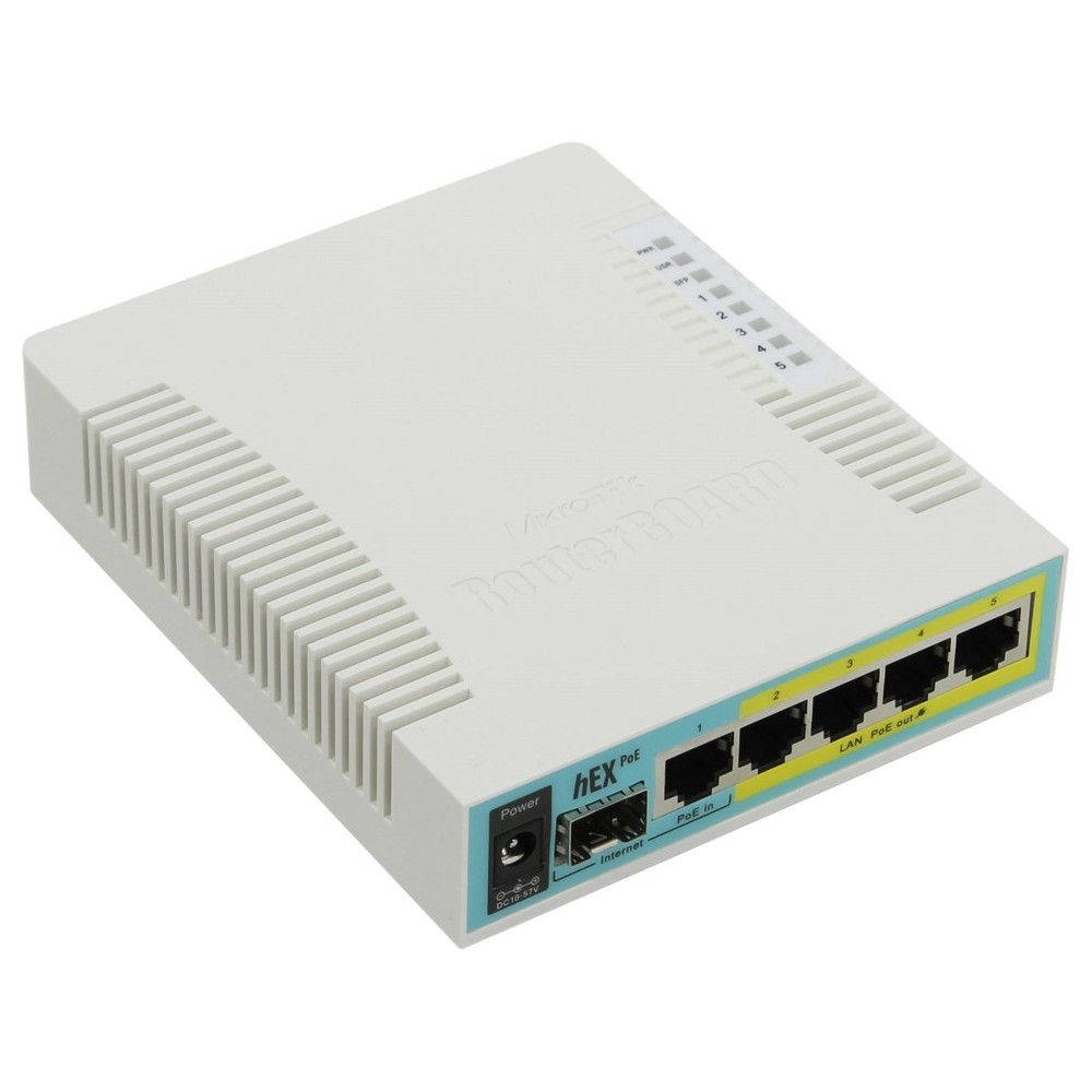 Маршрутизатор MIKROTIK hEX PoE (1x1000Mbs WAN, 4x1000Mbs LAN, 1x1000Mbs SFP, USB) (RB960PGS)