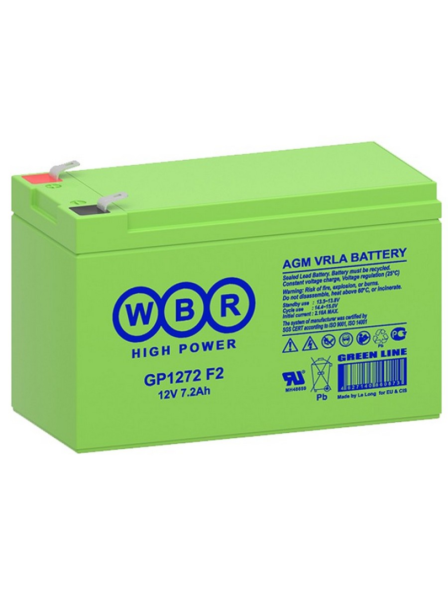 Аккумулятор WBR 12V 7.2Ah GP1272 F2 (28W) (клемма 7мм.) (GP1272 WBR)