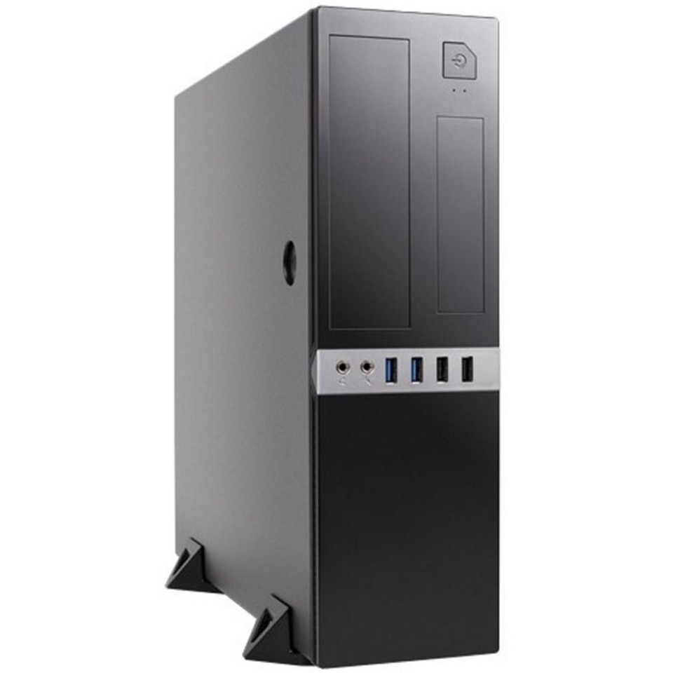 Корпус FOXLINE SlimTower FL-203 300W черный (mATX, 300W, 2xUSB2.0+USB3.2, 1х80mm) (FL-203-TFX300S)
