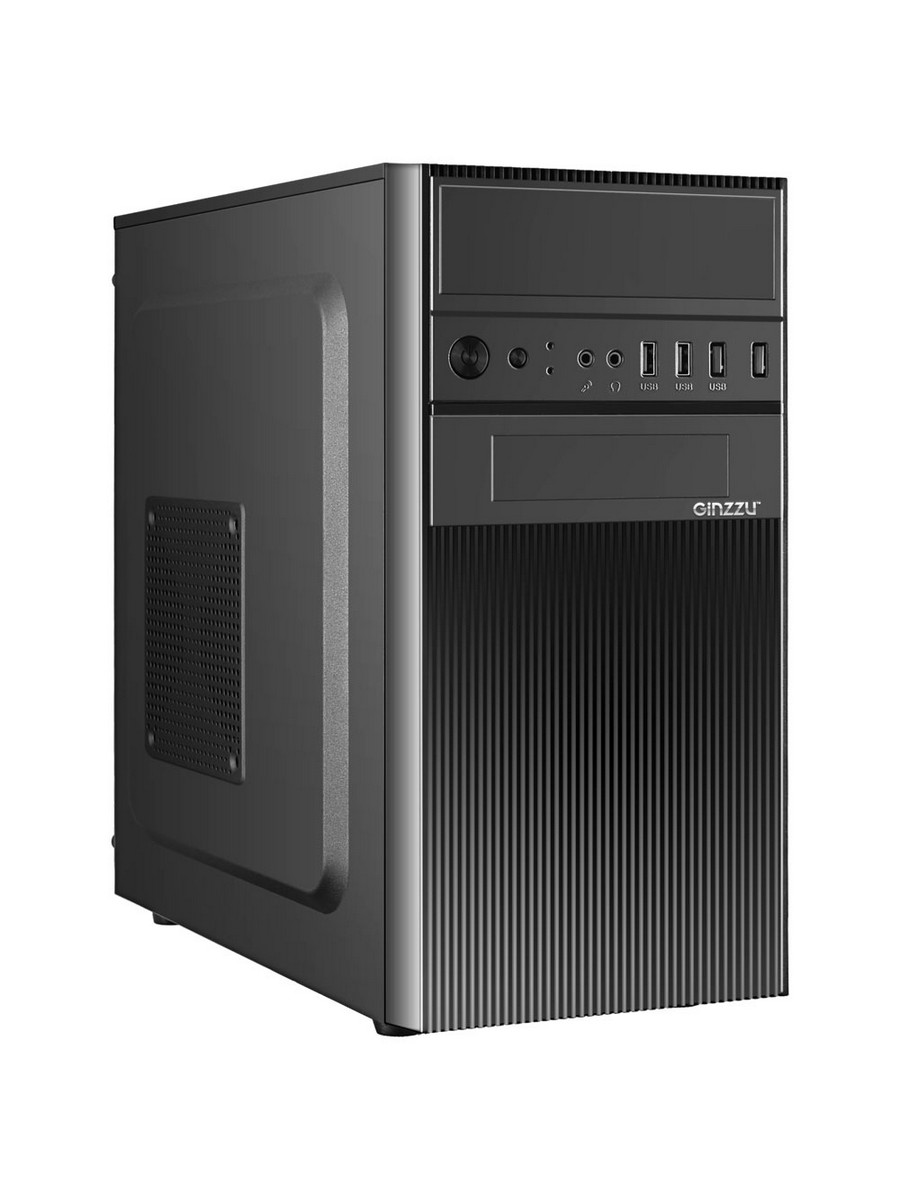 Корпус GINZZU MiniTower B180 черный (mATX, без БП, 2xUSB2.0, no fan) (Ginzzu B180)