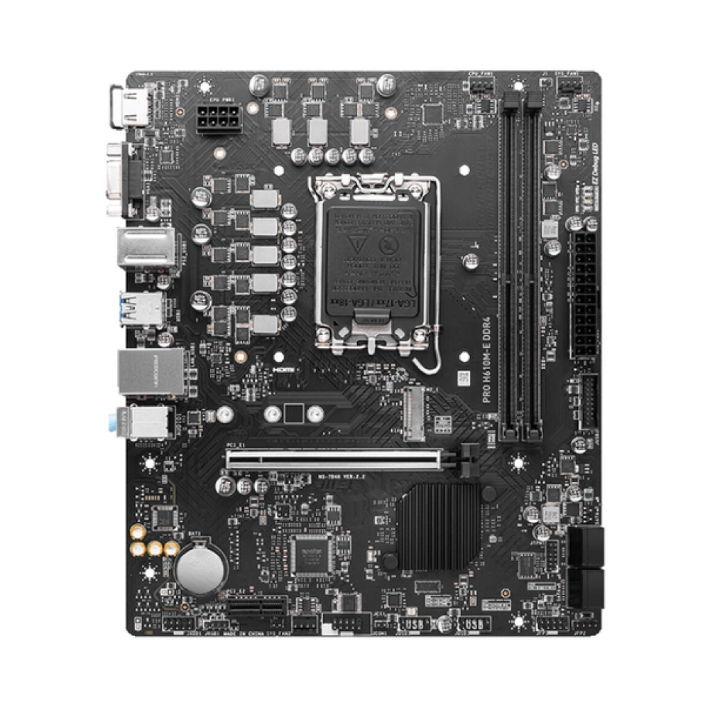 Материнская плата MSI PRO H610M-E DDR4 (LGA1700, mATX, H610, 2xDDR4, 1xPCI-Ex16, 1xM.2, VGA+HDMI, RTL) (PRO H610M-E DDR4)