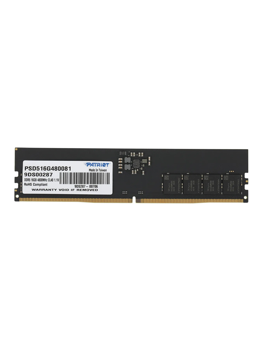 Память PATRIOT DDR5 DIMM 16Gb (PC38400, 4800MHz, CL40, 1.1V, RTL) (PSD516G480081)