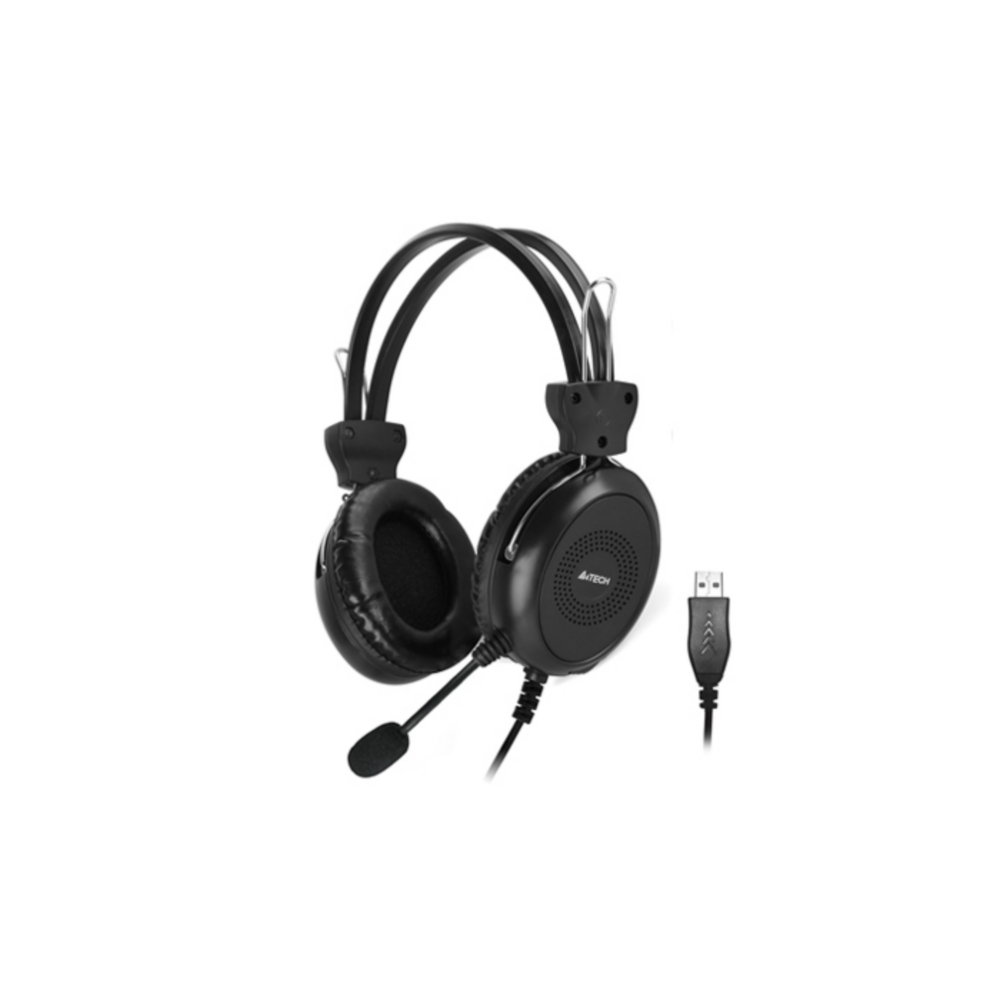 Наушники накладные с микрофоном A4TECH HU-30 черный (проводные, кабель 2м, USB) (HU-30)