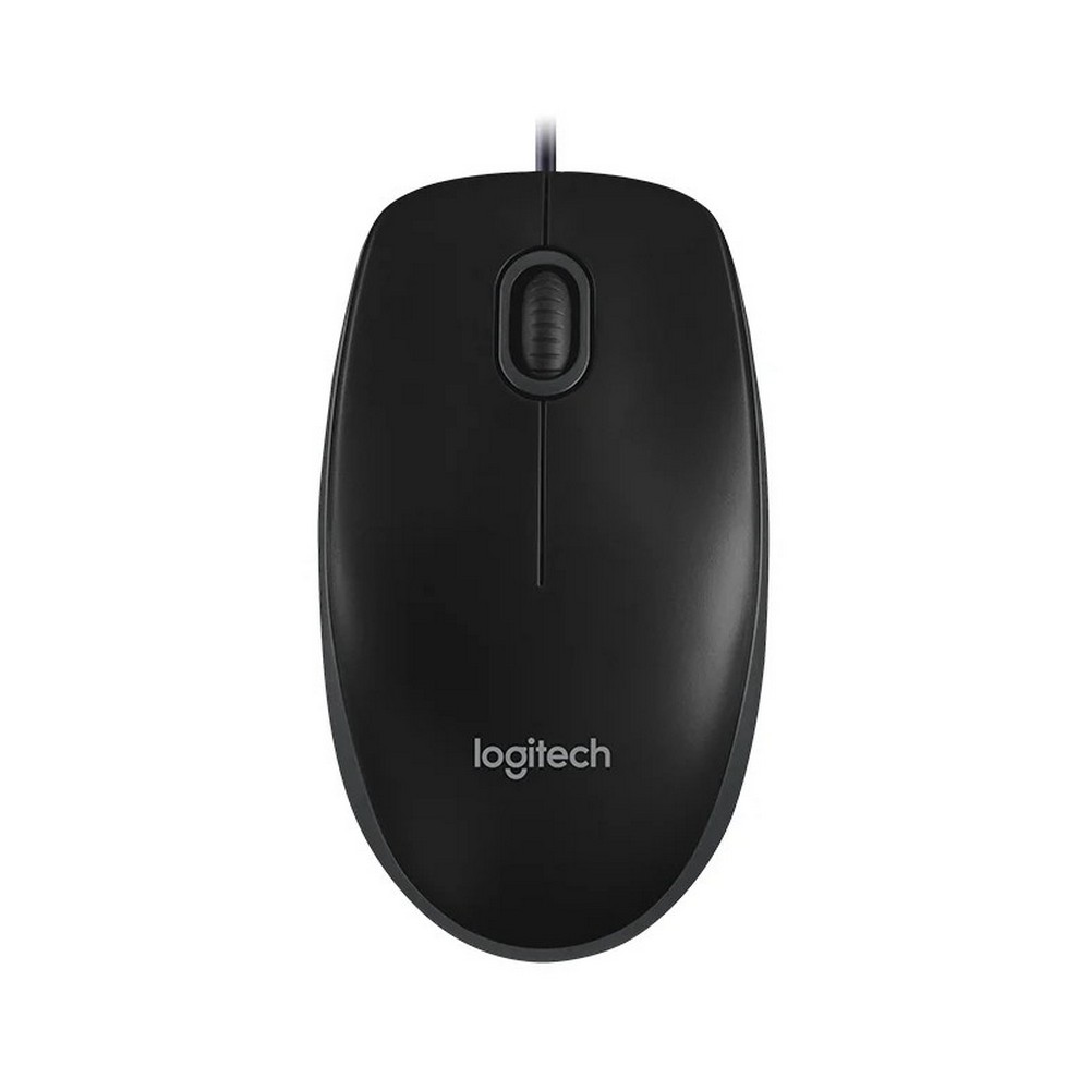 Мышь проводная LOGITECH B100 черный (USB, 1000dpi, 2but) (910-006605)