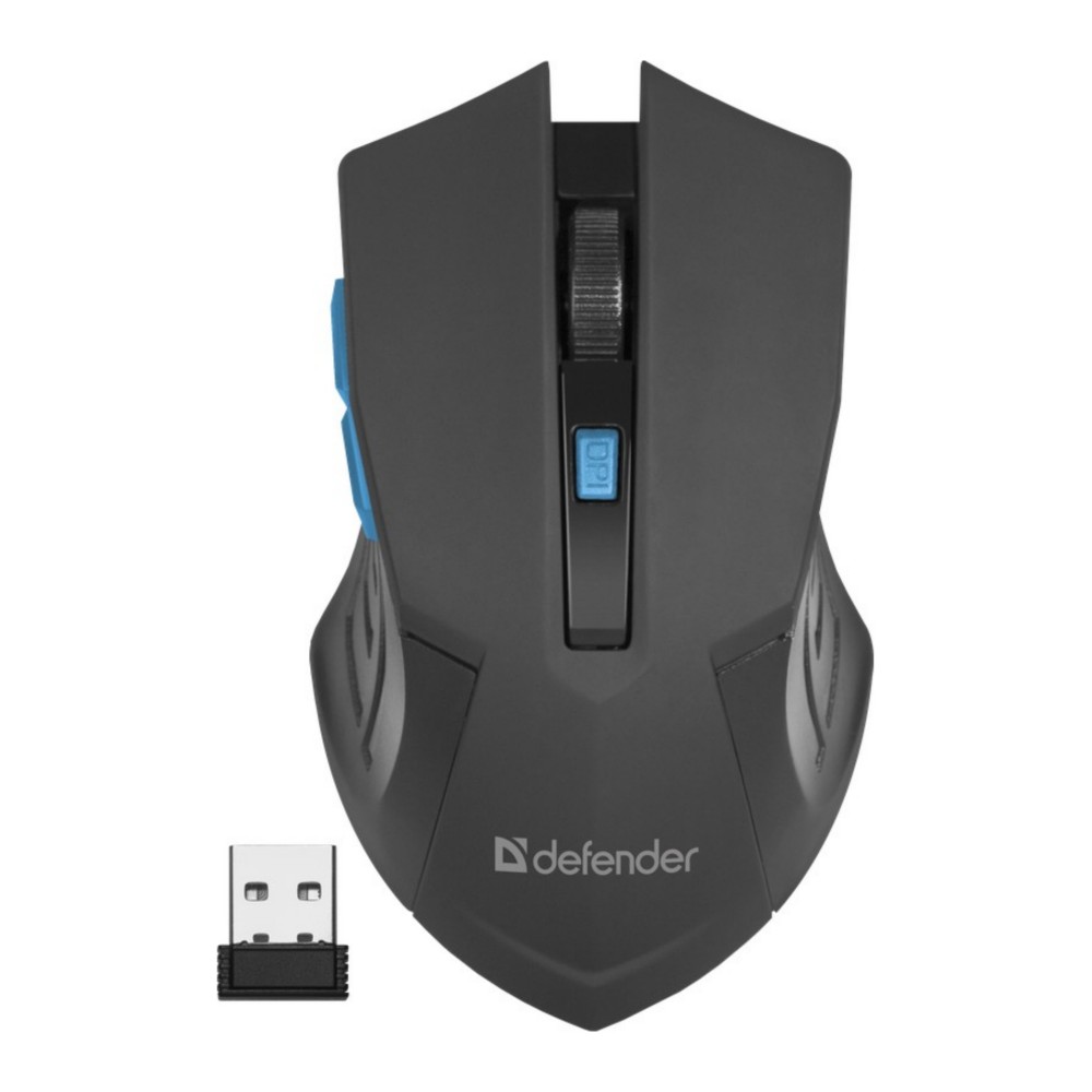 Мышь беспроводная DEFENDER Accura (Аккура) MM-275 черный/синий (USB, 1600dpi, 6but) (52275)