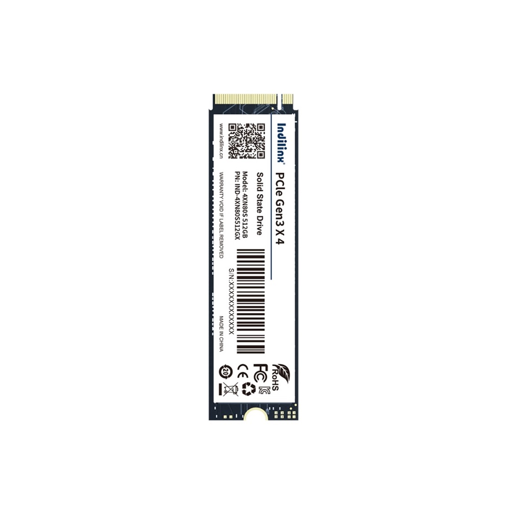 Накопитель SSD INDILINX 512Gb IND-4XN80S512GX (M.2 2280 PCI-E Gen3.0x4 NVMe, R/W 2300/1500MB/s, 400TBW, RTL) (IND-4XN80S512GX)
