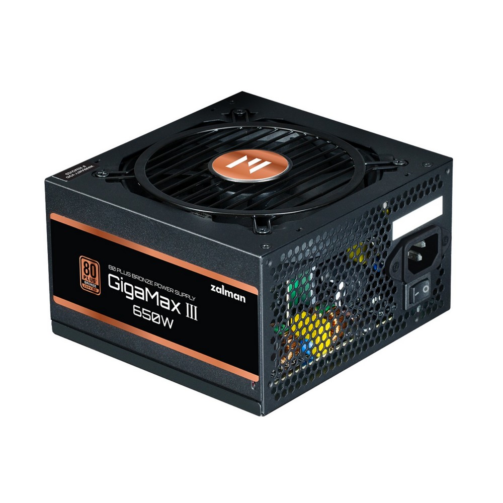 Блок питания ZALMAN 650W GigaMax ZM650-GV3 черный (ATX, 80+ Bronze, APFC, 20+4P, 2xPCIe 6+2P, 3хMolex, 6xSATA, 120mm fan, RTL) (ZM650-GV3)