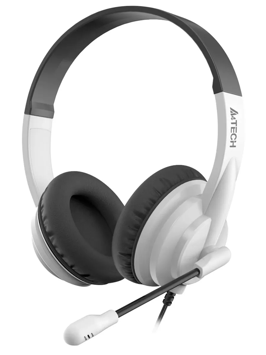 Наушники накладные с микрофоном A4TECH HU-10 черный (проводные, кабель 2м, USB) (HU-10/USB/BLACK+WHITE)