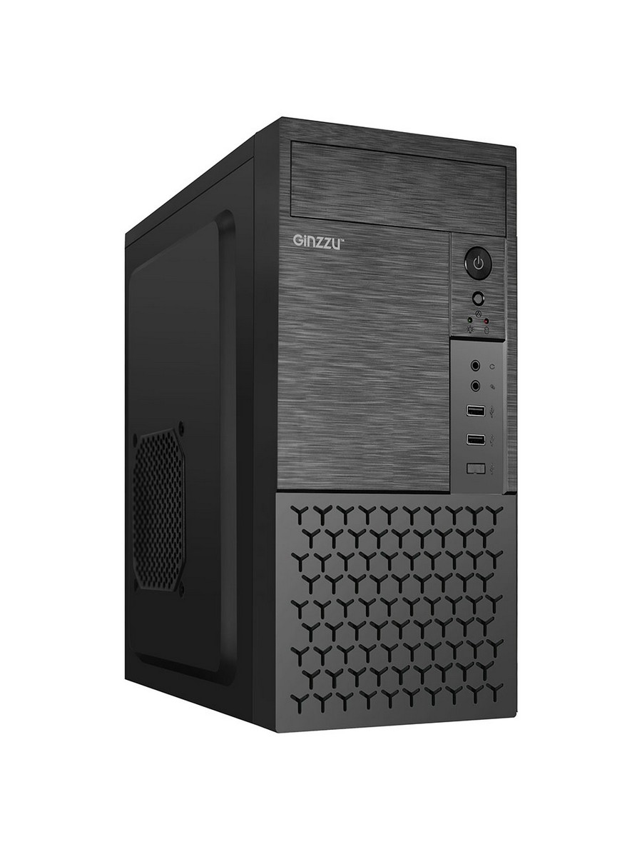 Корпус GINZZU MiniTower B410 черный (mATX, без БП, 2xUSB 2.0, no fan) (Ginzzu B410)
