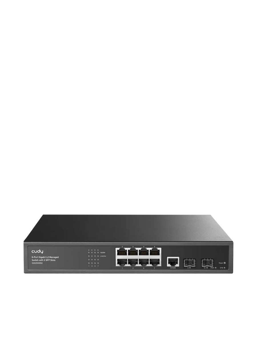 Коммутатор CUDY GS2008S2 8 портов (8x1000Mbs, 2хSFP, управляемый, монтируемый в стойку, настольный, L2, корпус-металл) (GS2008S2)