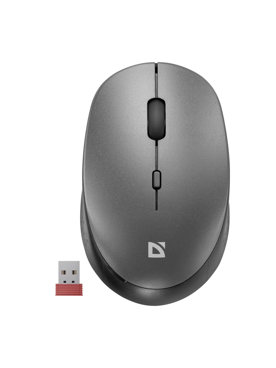 Мышь беспроводная DEFENDER Auris (Аурис) MB-027 серый (USB, 1600dpi, 4but) (52029)