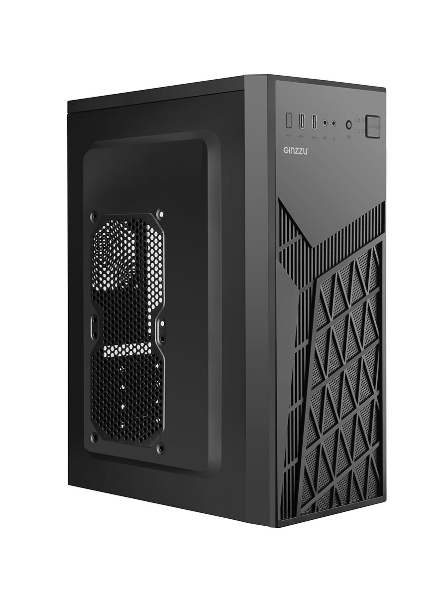 Корпус GINZZU MidiTower A410 черный (ATX, без БП, 2хUSB 2.0, no fan) (Ginzzu A410)