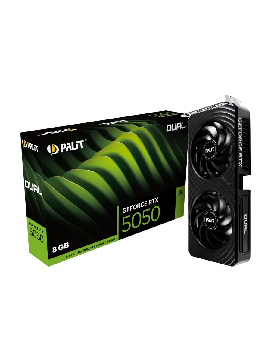 Видеокарта PALIT PCI-E nVidia GeForce RTX 5050 DUAL (8Gb, GDDR6, 128 bit, DP+HDMI, RTL) (NE65050019P1-GB2070D)